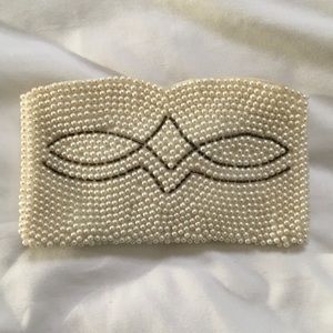 Vintage Pearl encrusted clutch/zipper pouch